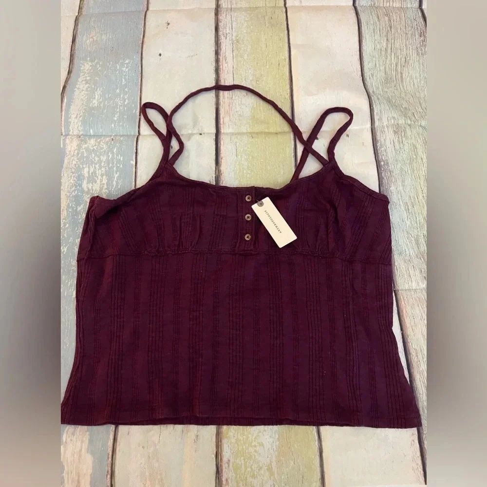 Anthro PILCRO SUSTAINABLE HENLEY TANK, Purple, XL, NWT